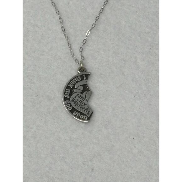 Vintage Religious Coin Pendant Necklace Sterling Silver I am My Beloved's - Picture 5 of 6